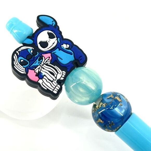 Halloween costumes Stitch Jack Skellington handmade pen NEW beads gold blue blac - Picture 6 of 6